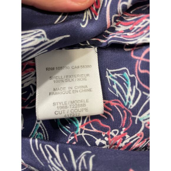 Joie Silk Blouse Large Blue Floral Off the Shoulder Ruffled Cottage Core Boho - Picture 6 of 7